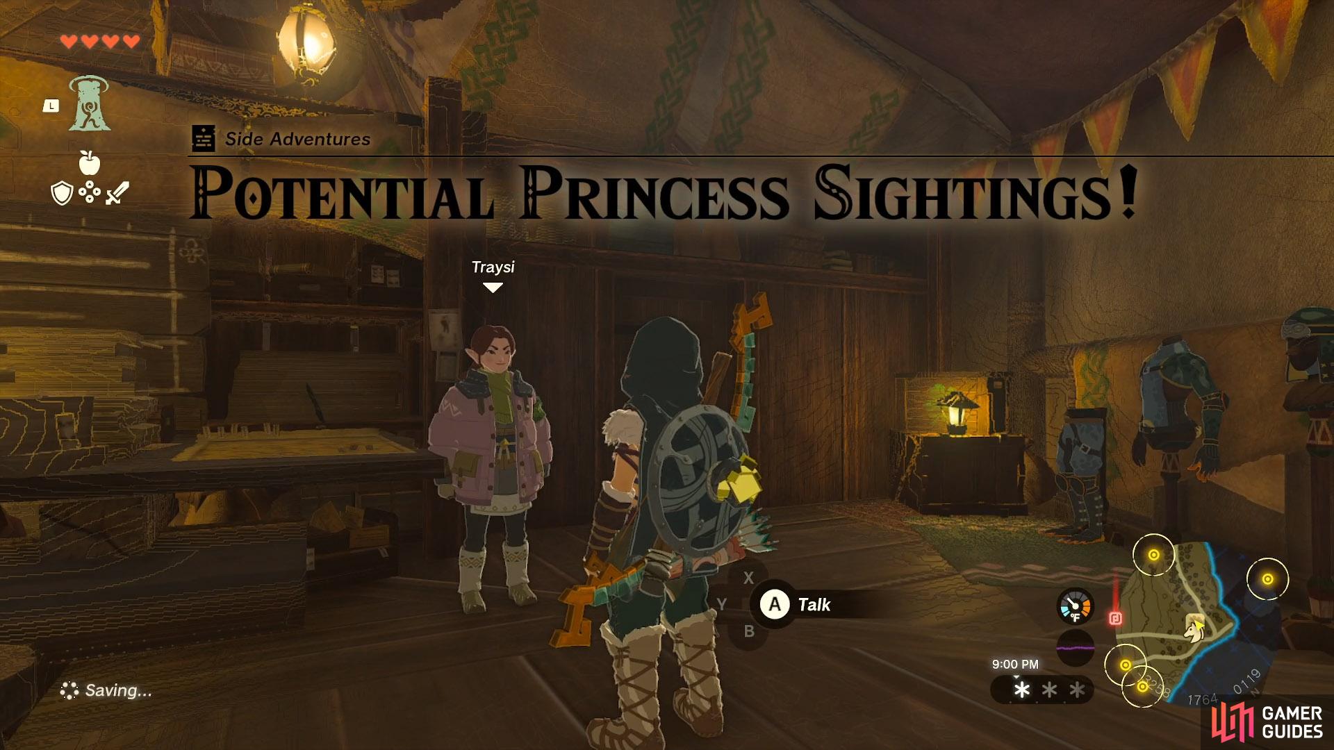 Acquiring the Potential Princess Sightings side adventure
