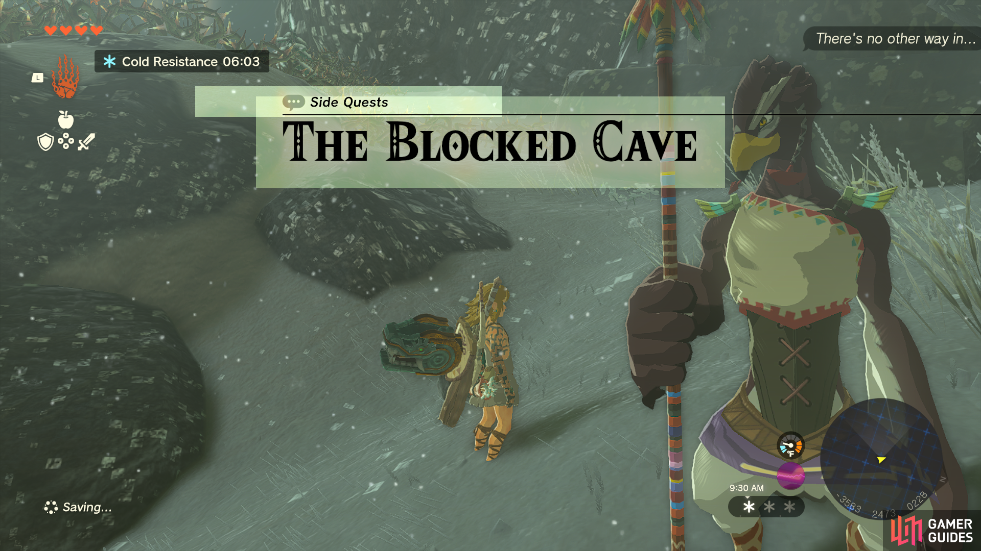 Starting The Blocked Cave side quest in Tears of The Kingdom.