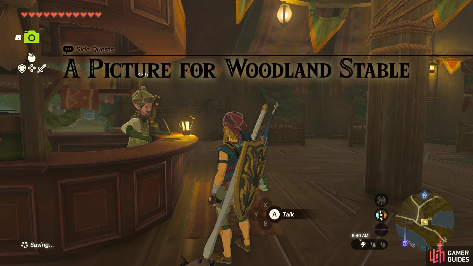 Inspect the picture frame at the Woodland Stable for this quest.