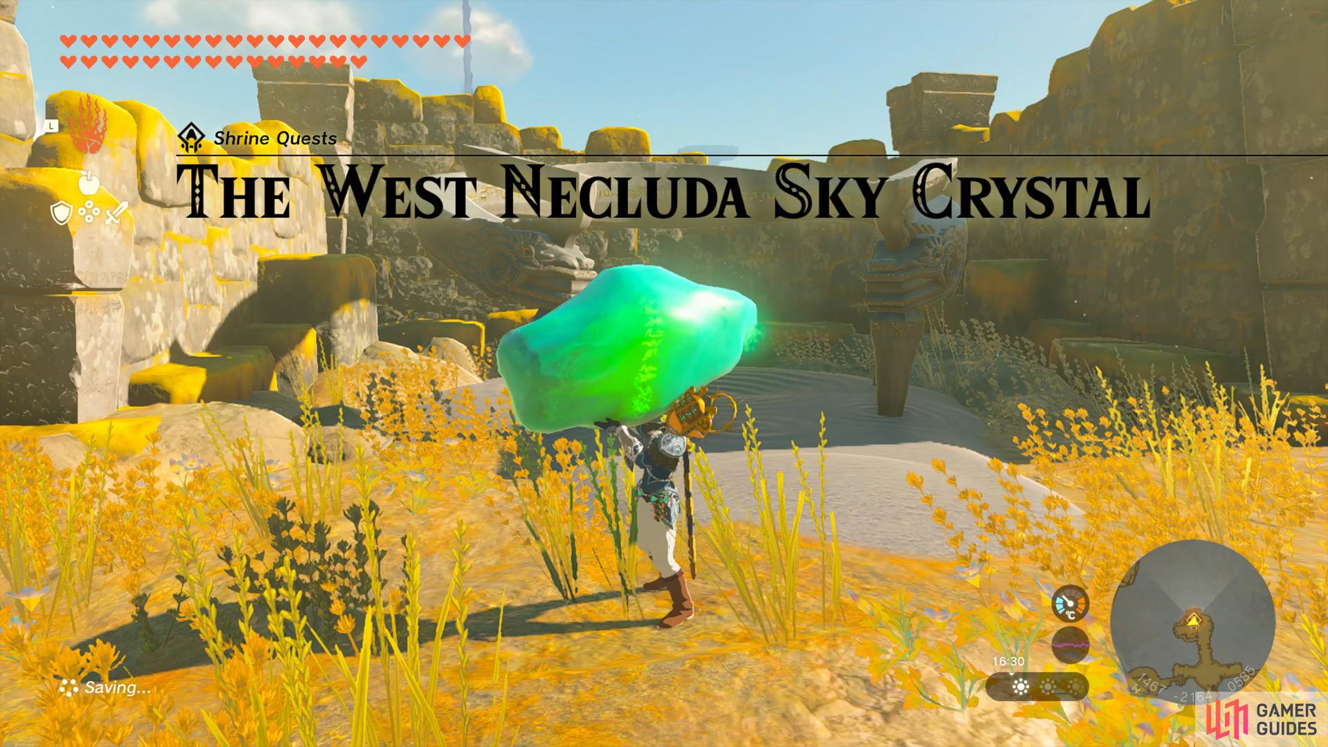 The West Necluda Sky Crystal Shrine Quest notification