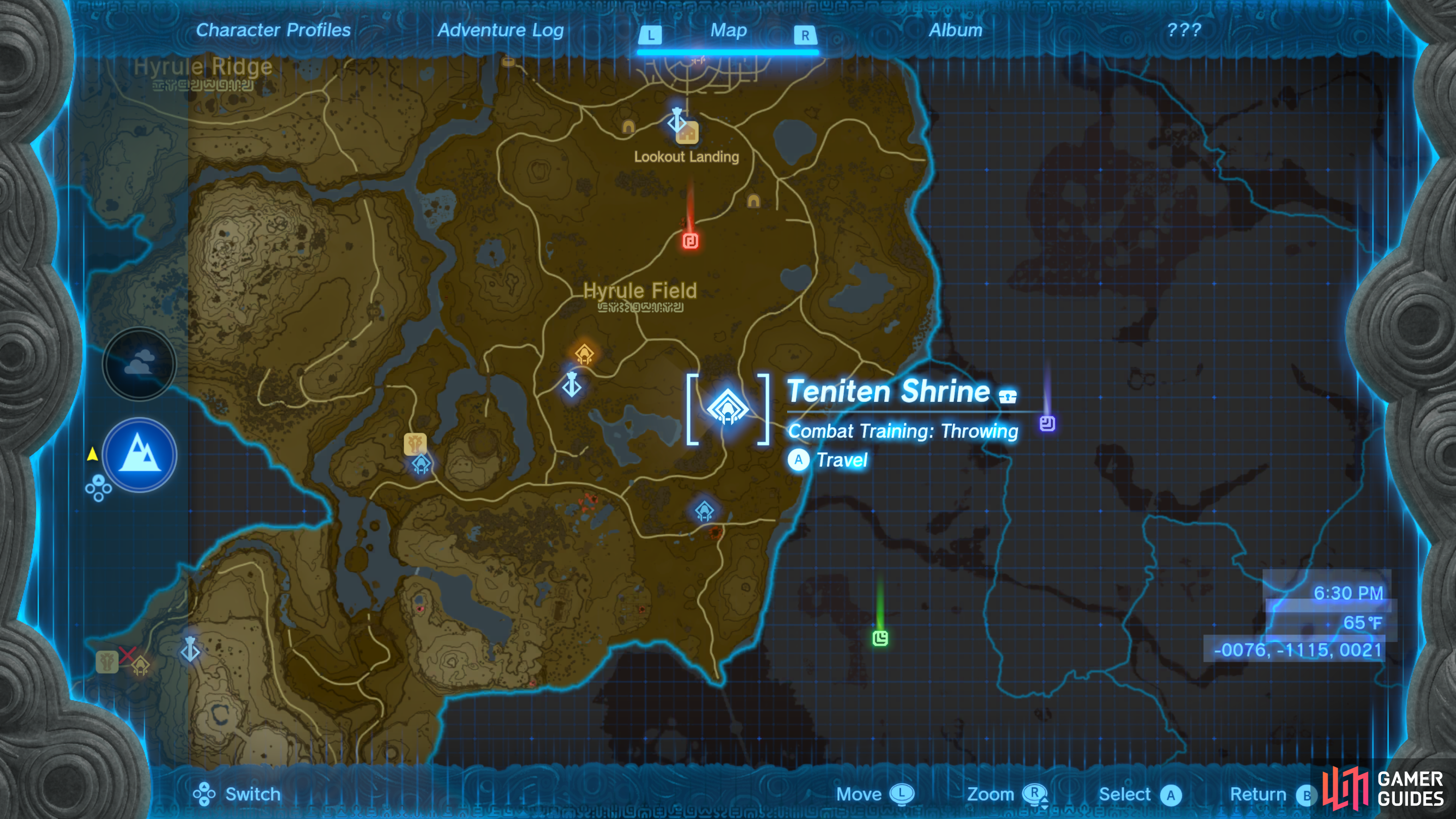 Teniten Shrine can be found east of Hyrule Field Skyview Tower.