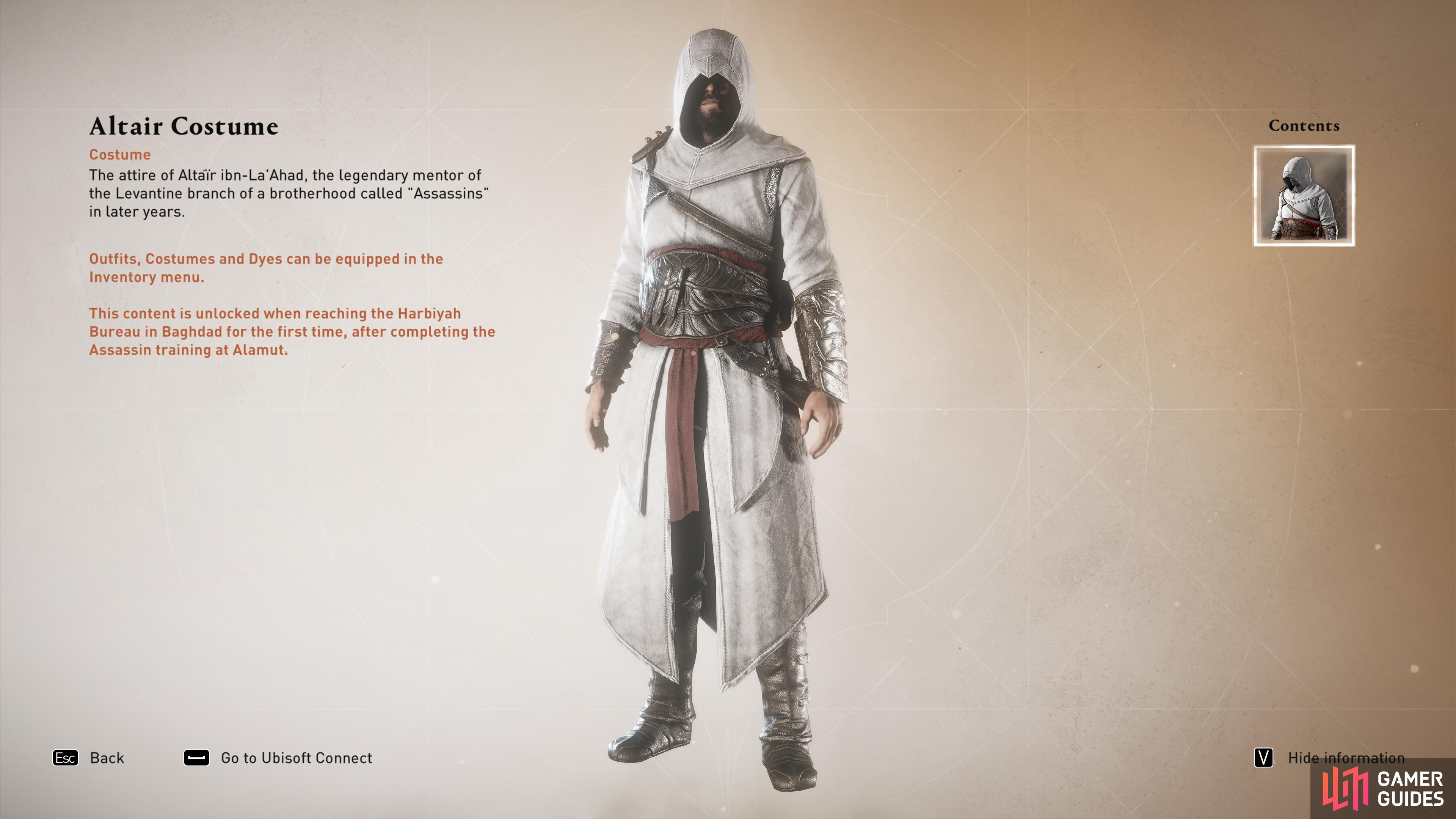 The Altair legacy costume that you can use in Assassin’s Creed Mirage.