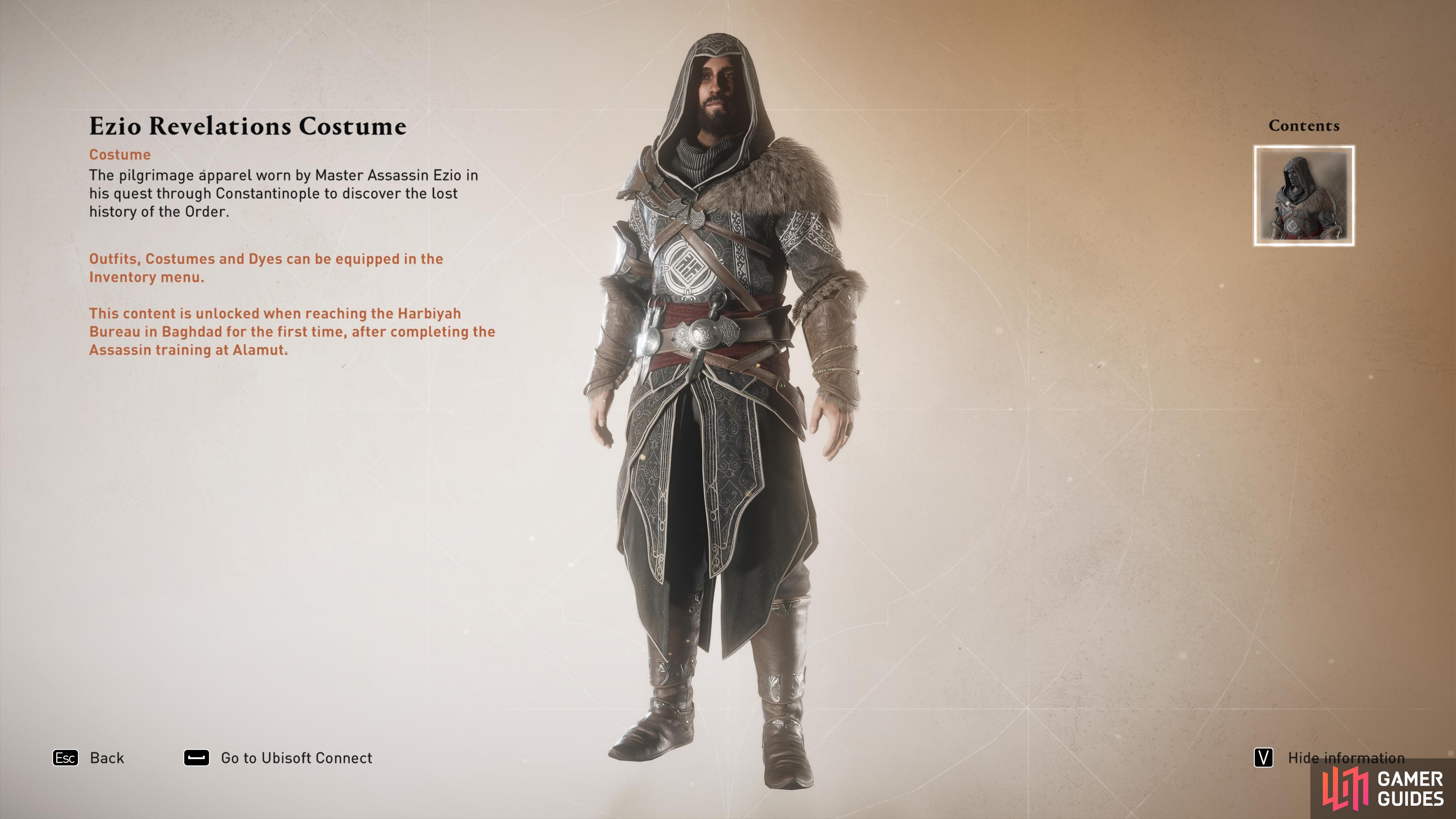 The Ezio legacy costume, worn by Ezio during his adventures in Assassin’s Creed Revelations.