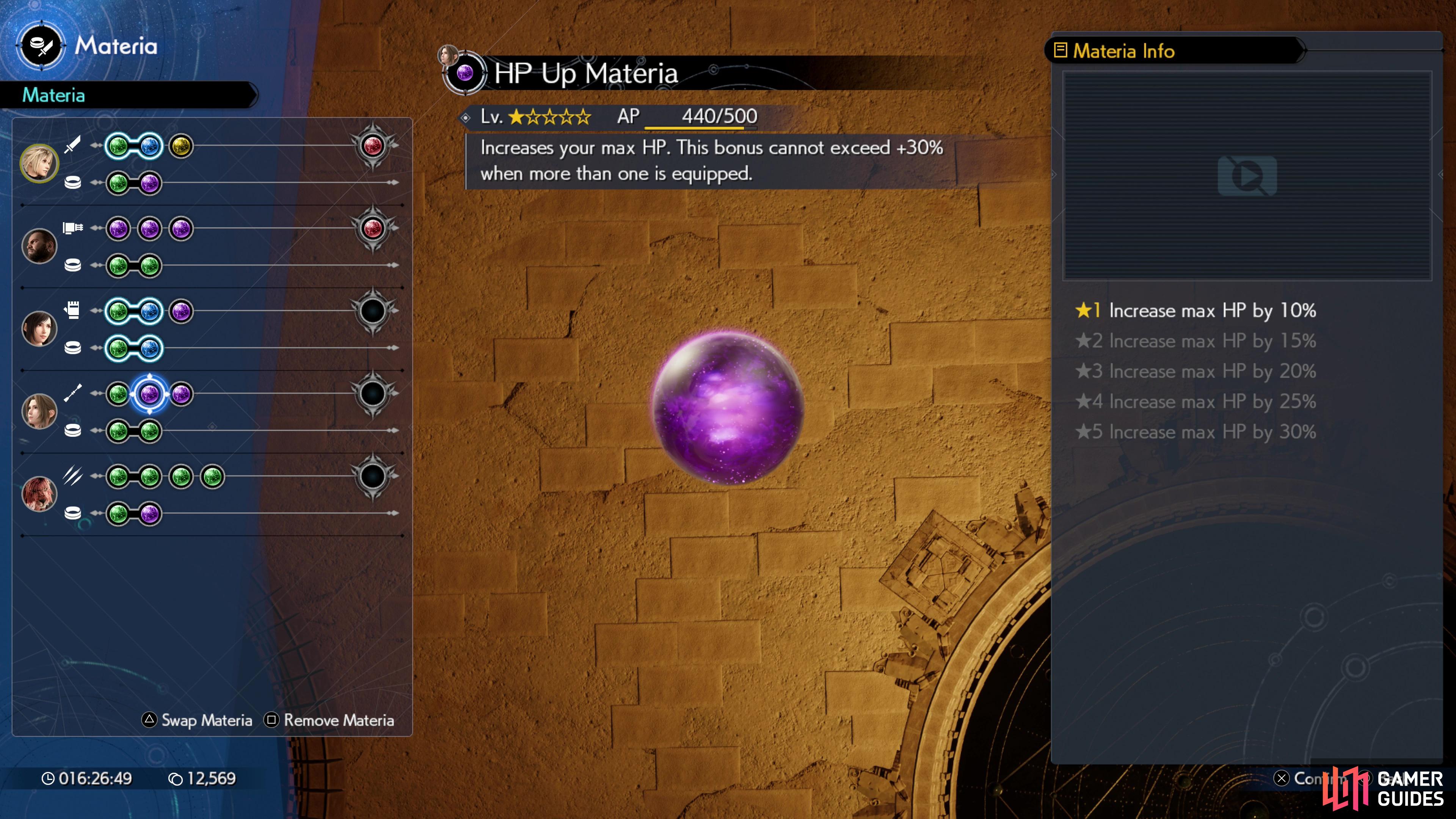All equipped materia gains AP, even for backline characters. Optimize them for materia growth and ensure their materia sockets are always filled.