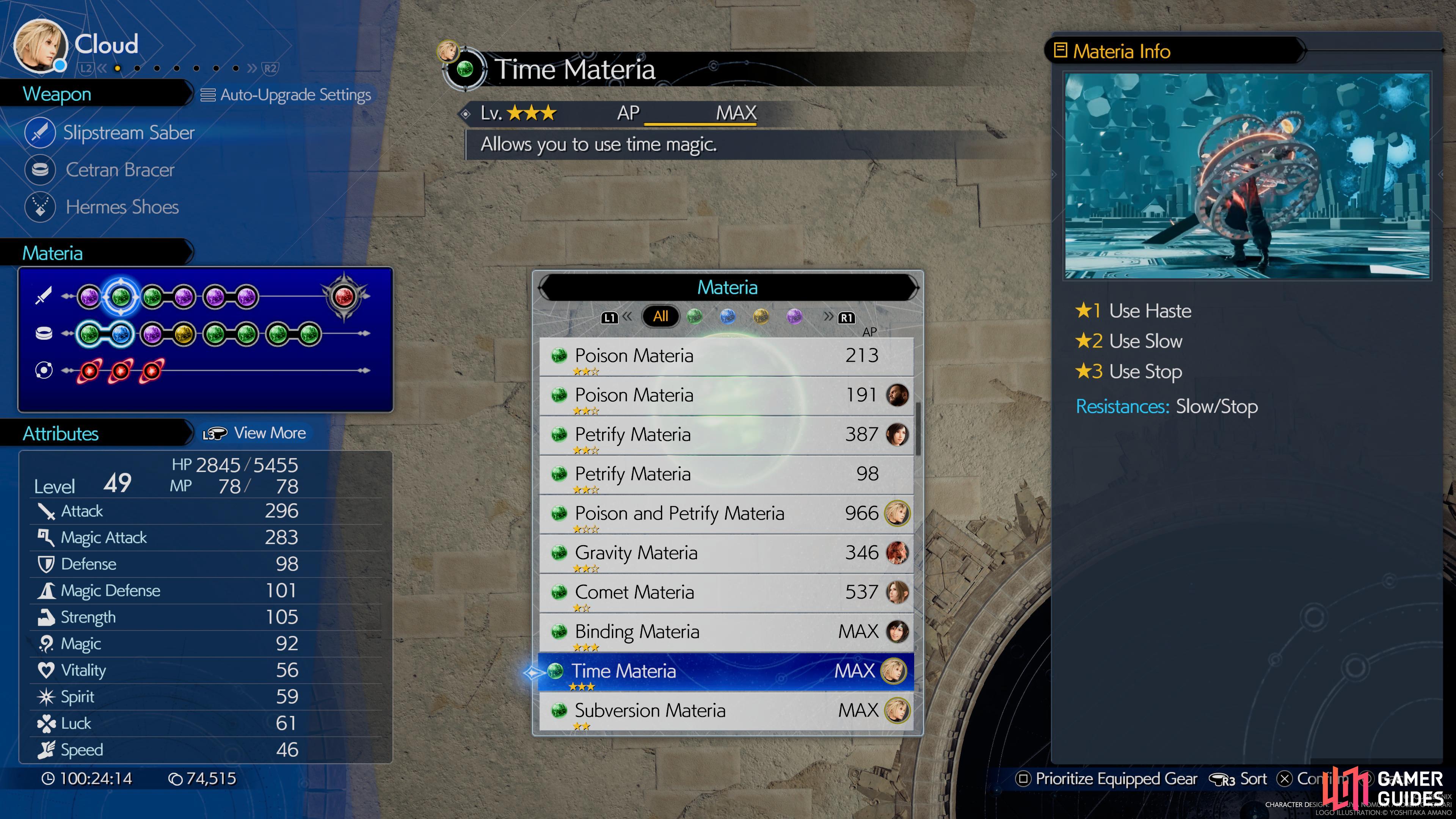 The Time Materia can be purchased from vendors or obtained via minigames