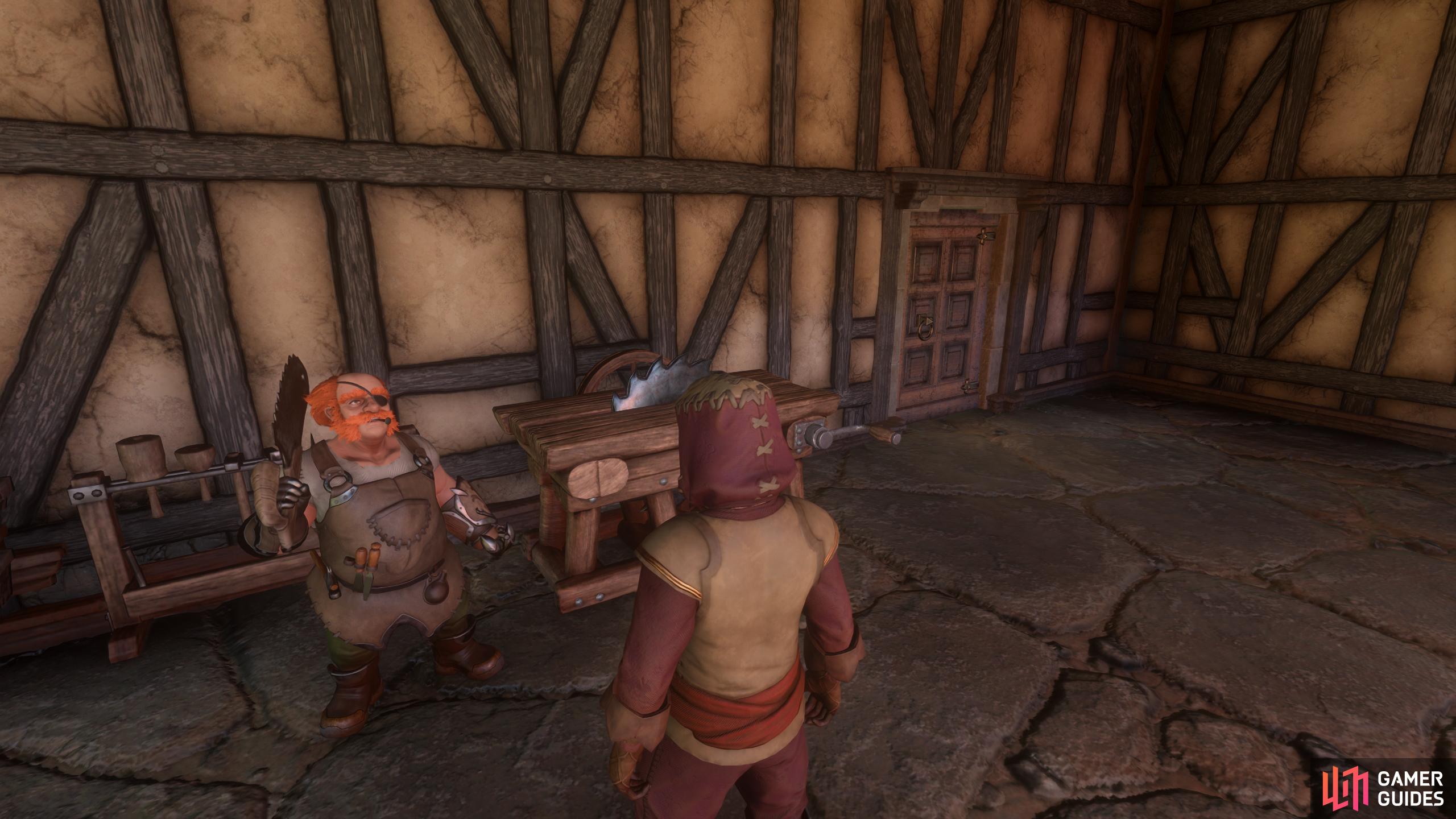 You can find the Carpenter, Cade, by completing the Alchemist quest “Carpentry Assistance”.