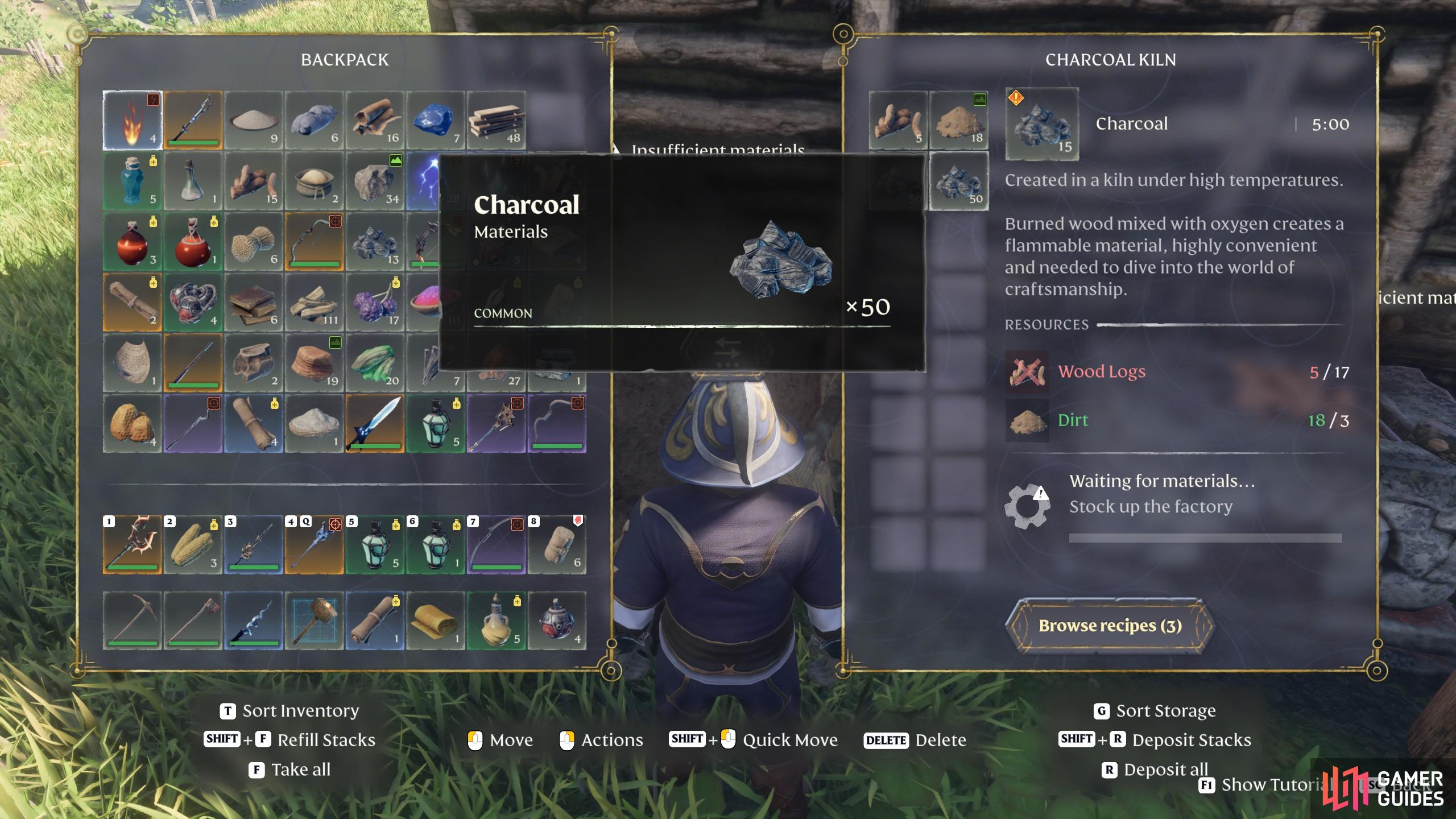Charcoal can be produced once you get your hands on the Kiln from the Blacksmith in Enshrouded.