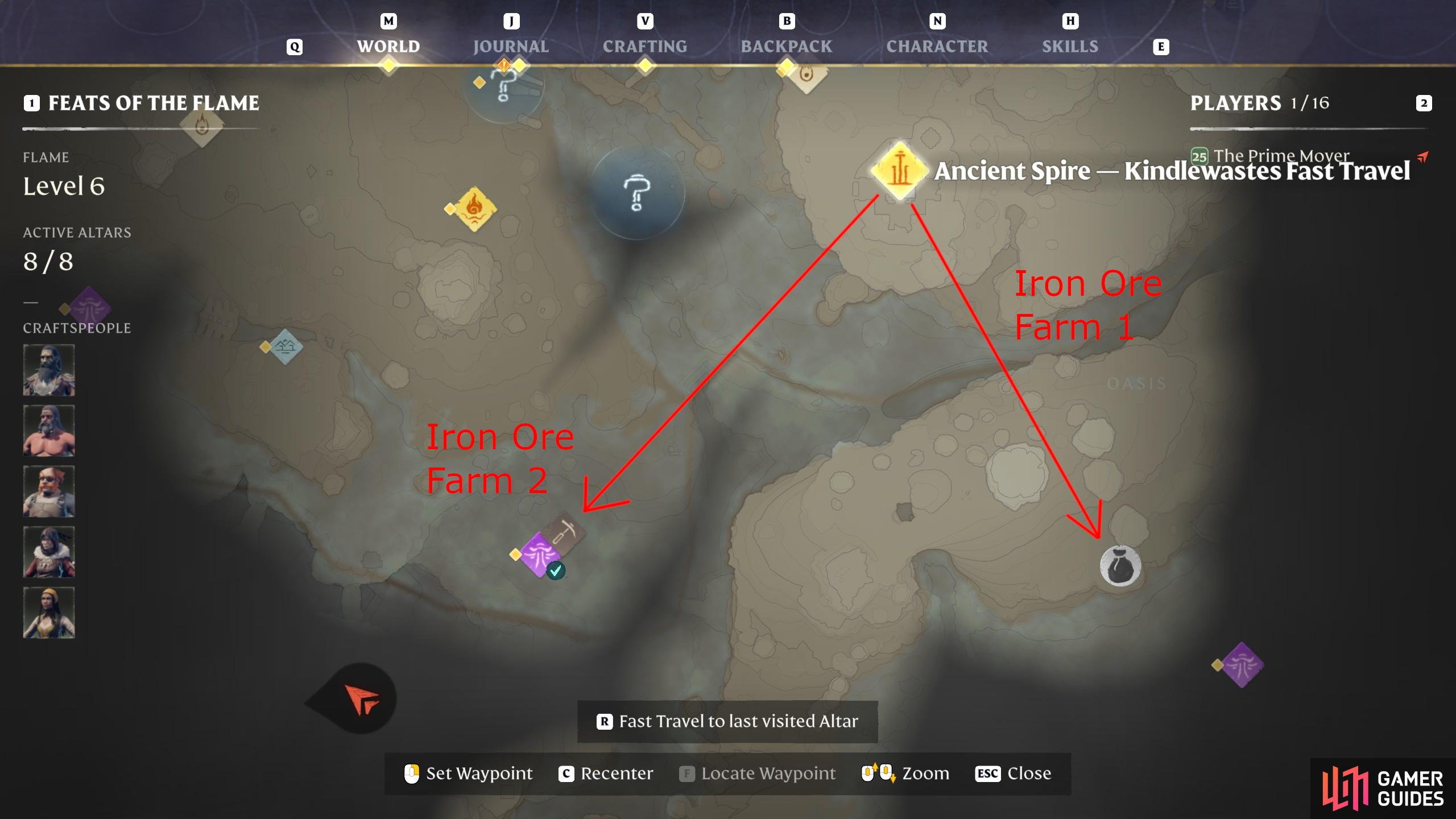 You can fly to these two locations to get Iron Ore in Enshrouded fairly reliably.