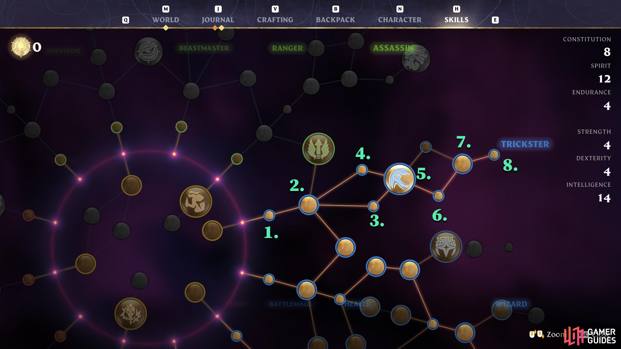 Get the skills in the order of the tree above. The main objective here is to get the Beyond skill asap. This will help you deal with enemies that rush you.