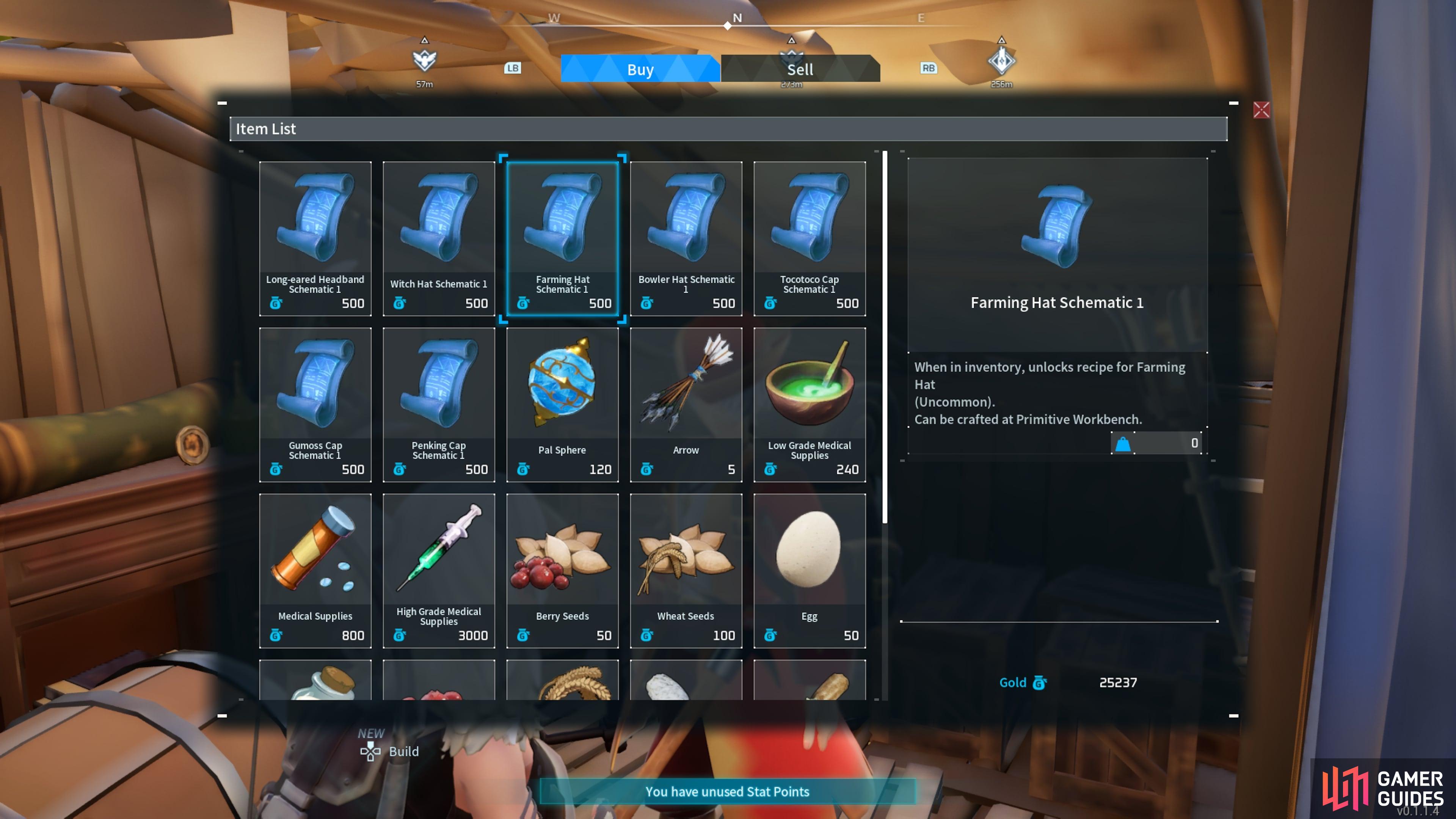 Merchants offer several different items for players to choose from.