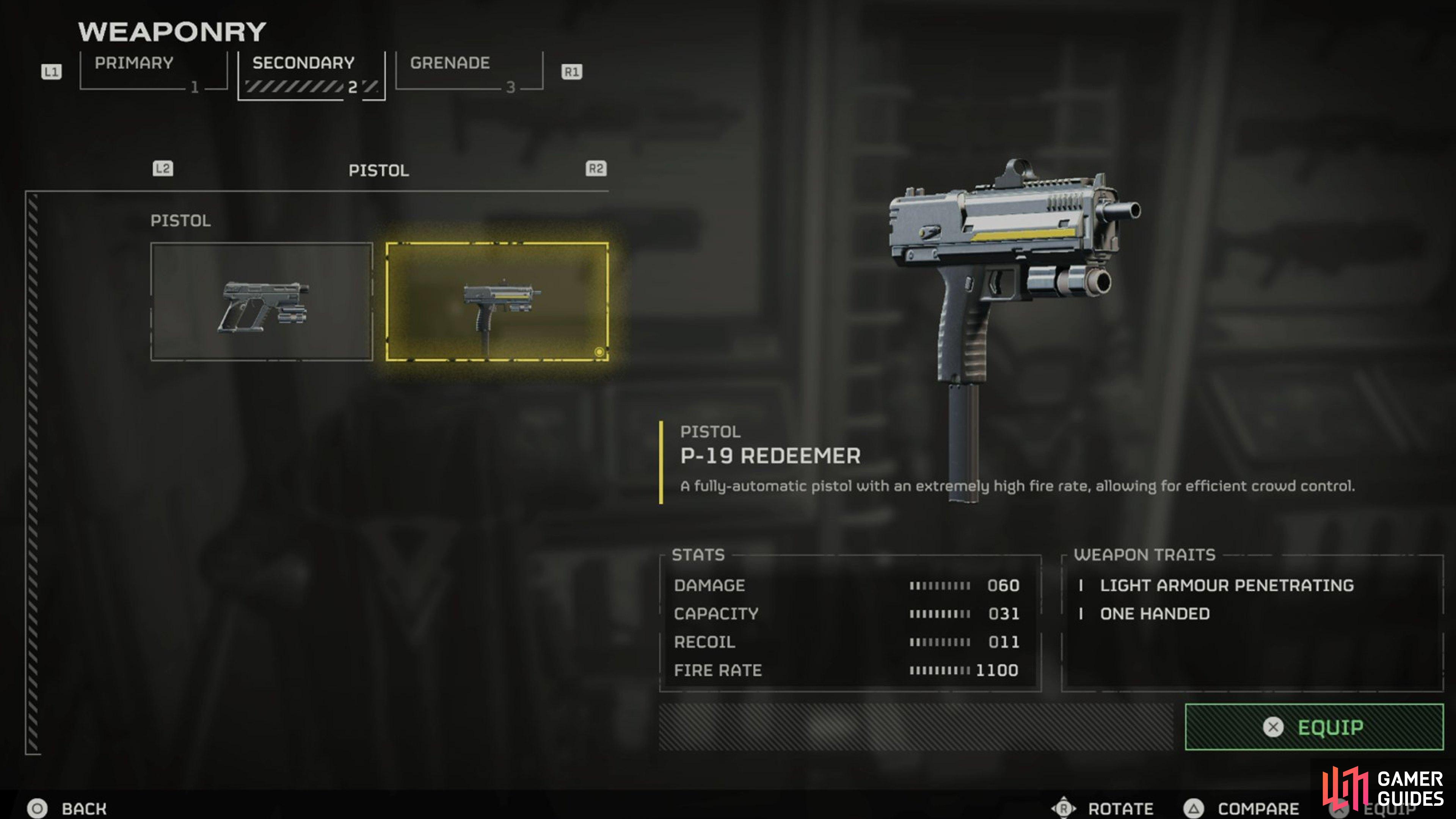 Based on the Uzi, this is a much better secondary option than the starting pistol.
