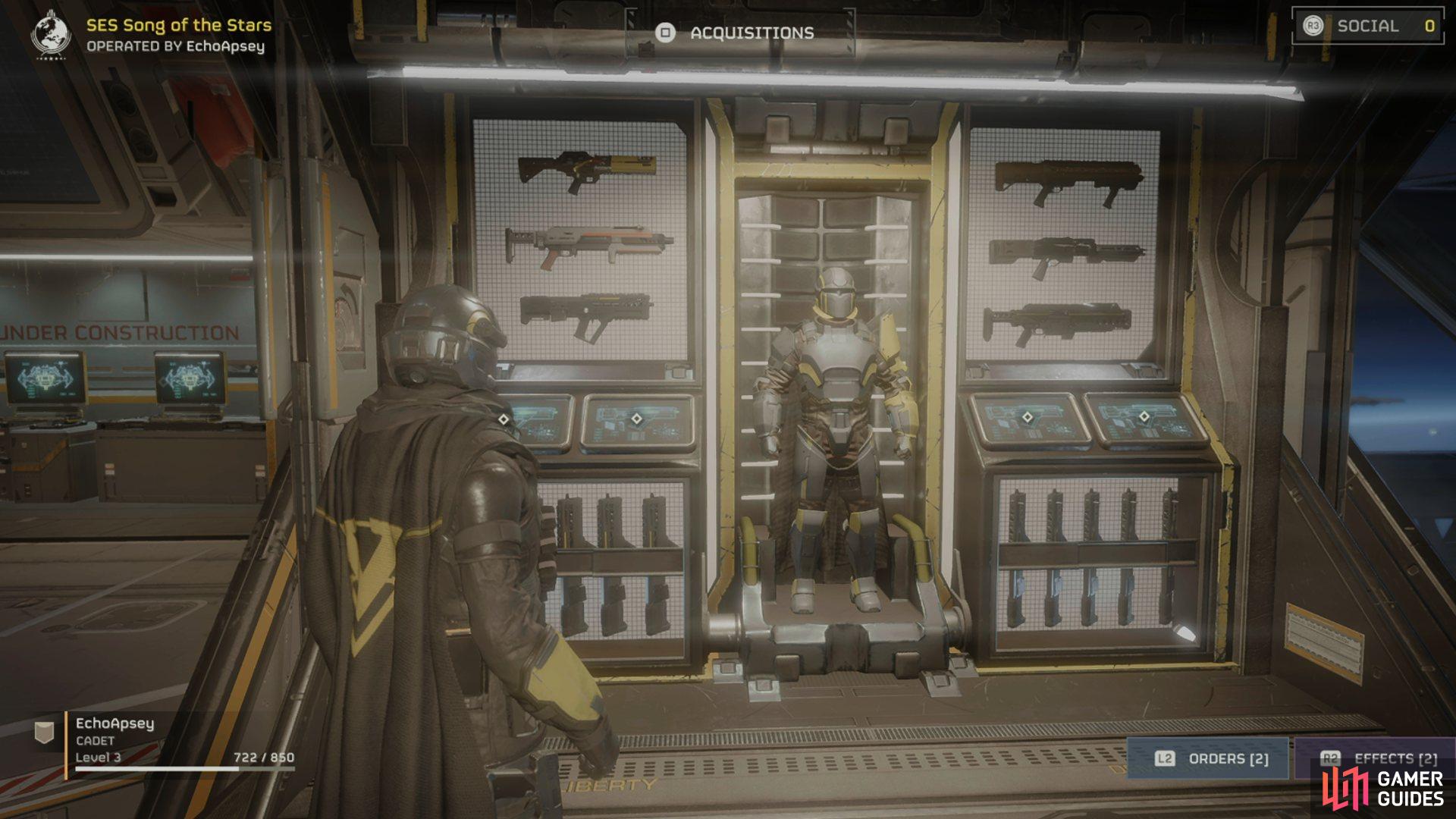 The armory can always be found on your ship after returning from a mission.