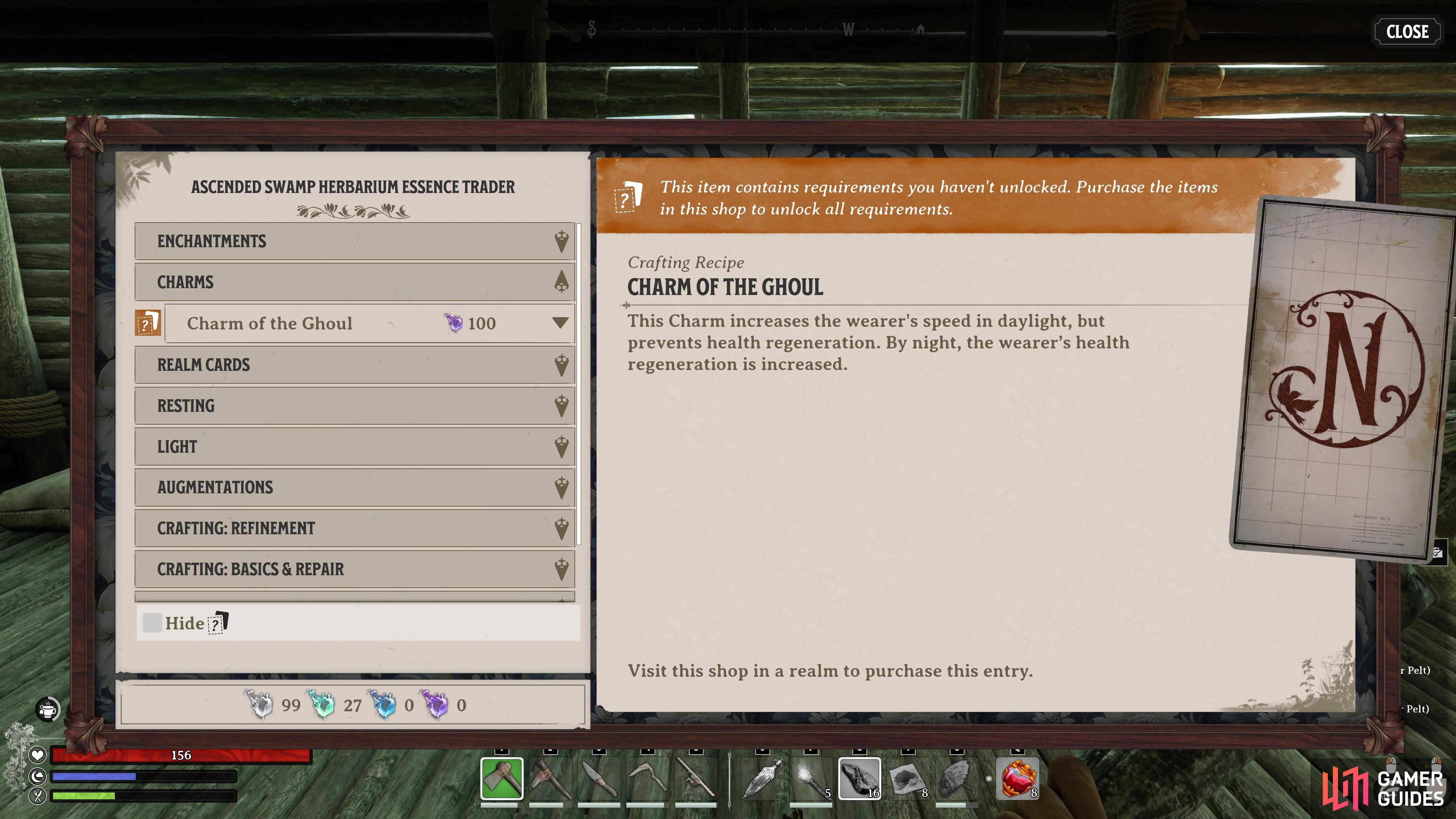 You can purchase all of the Charm recipes from the Essence Traders in Nightingale.
