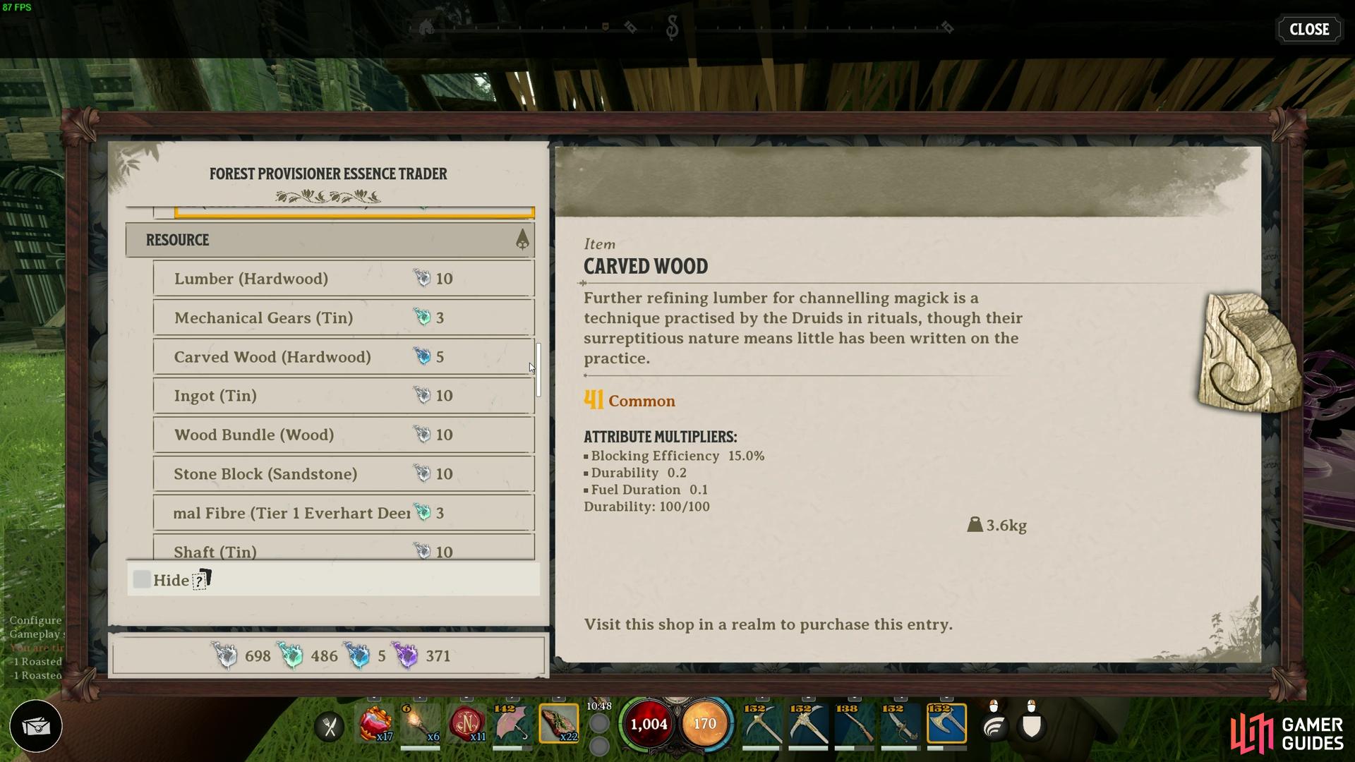 You can buy Carved Wood from Essence Traders if you’re not too fussed at crafting it out of specific wooden materials.