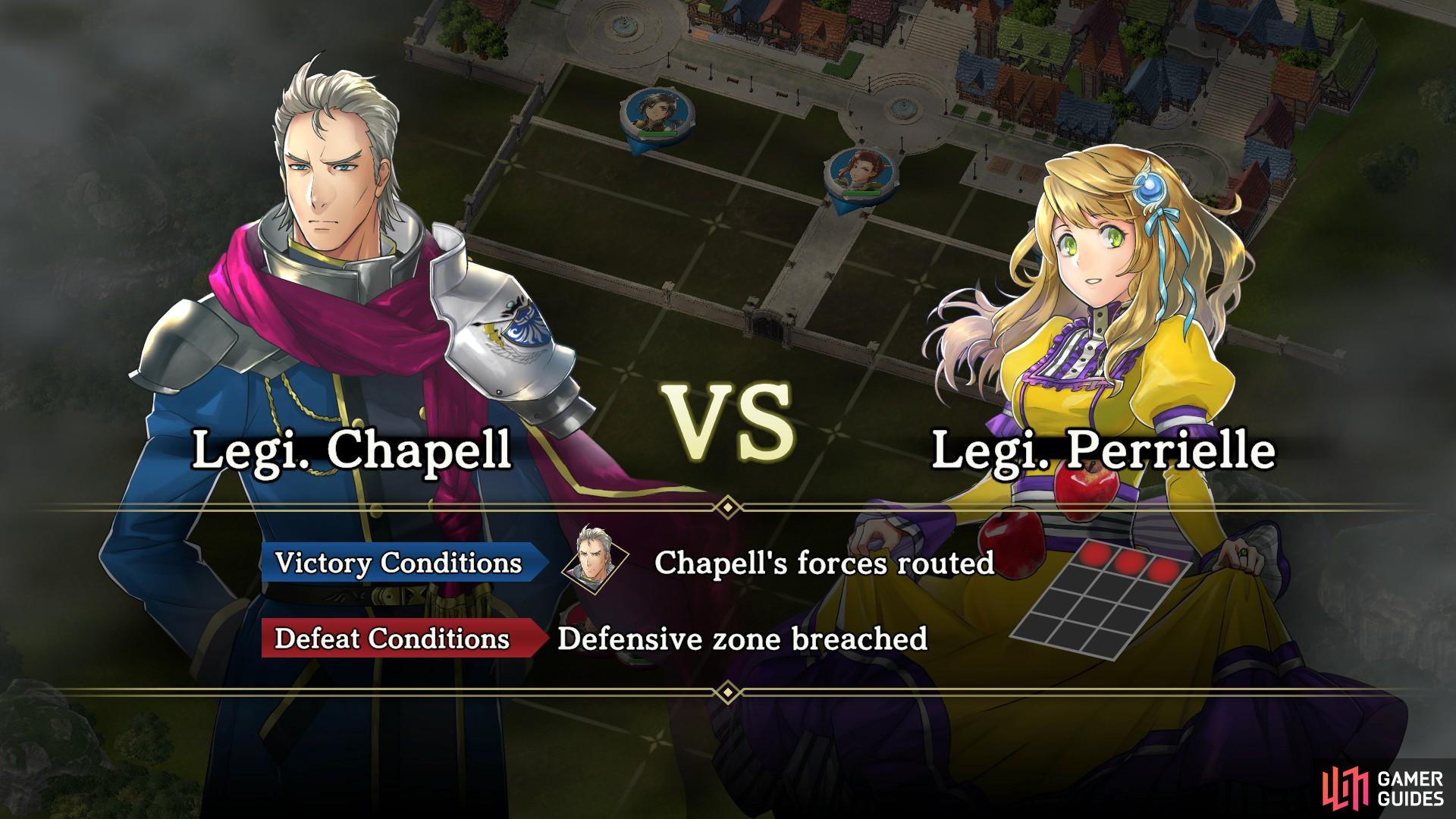 Chapell Vs Perrielle is the first War battle in the game.