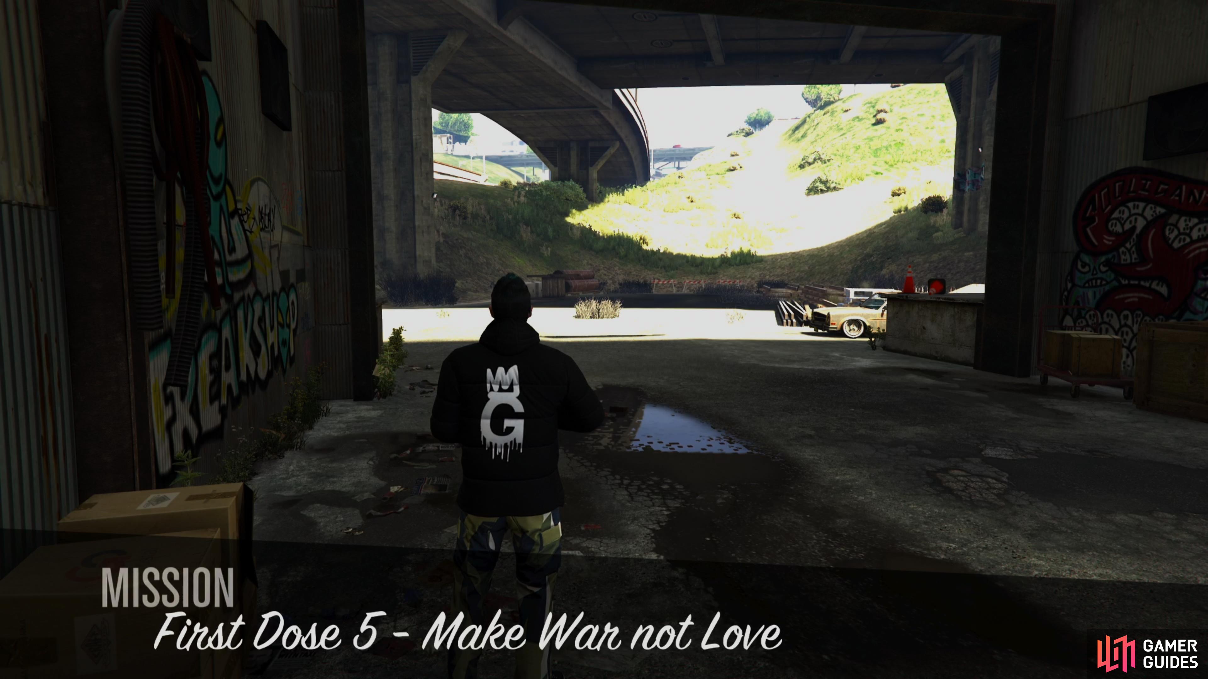 You can start the  Make War Not Love Mission from the Abandoned Warehouse.