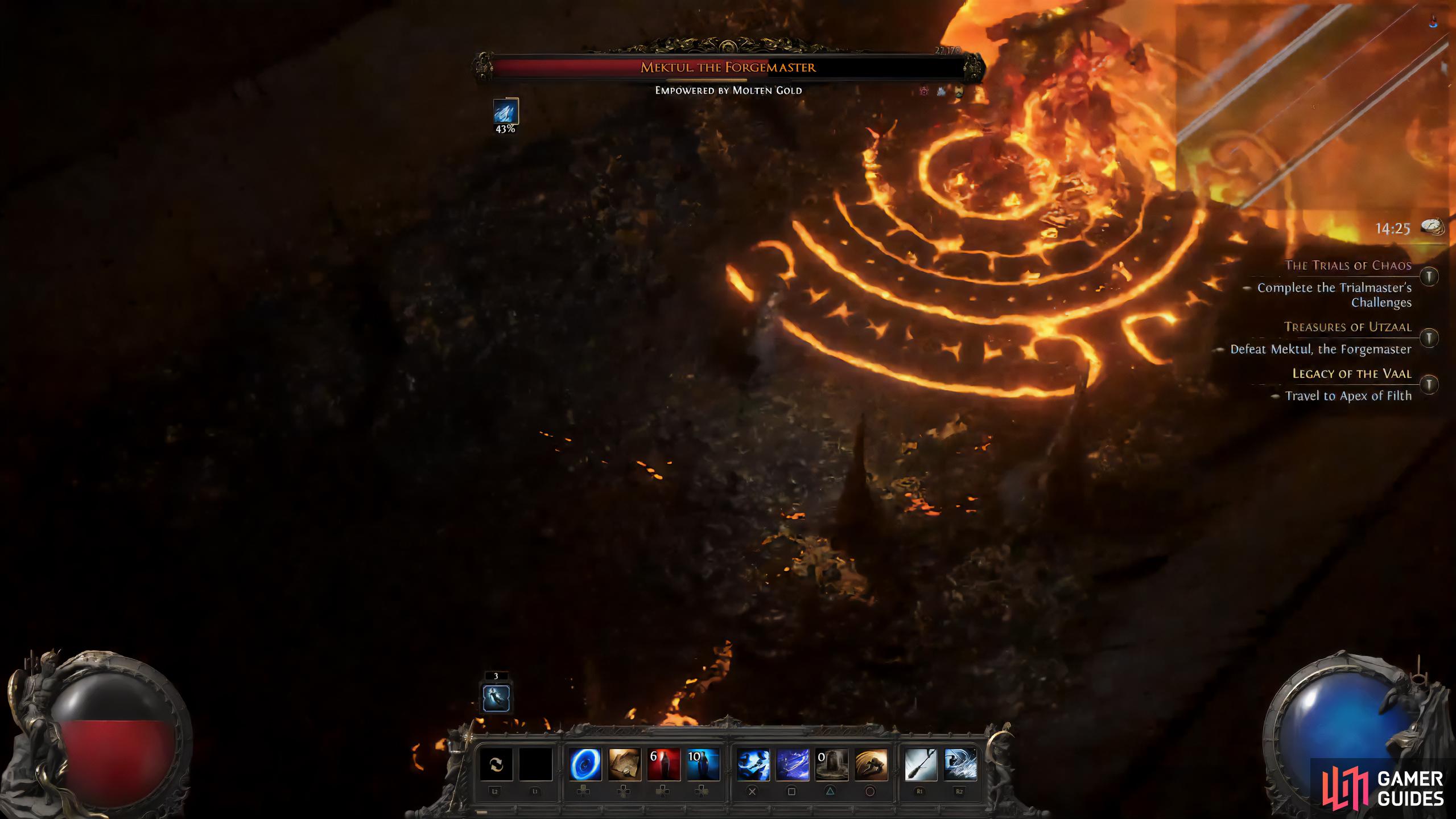 At times, you’ll see a large orange glyph appear on the floor. Make sure you get out of the glyph before it explodes.