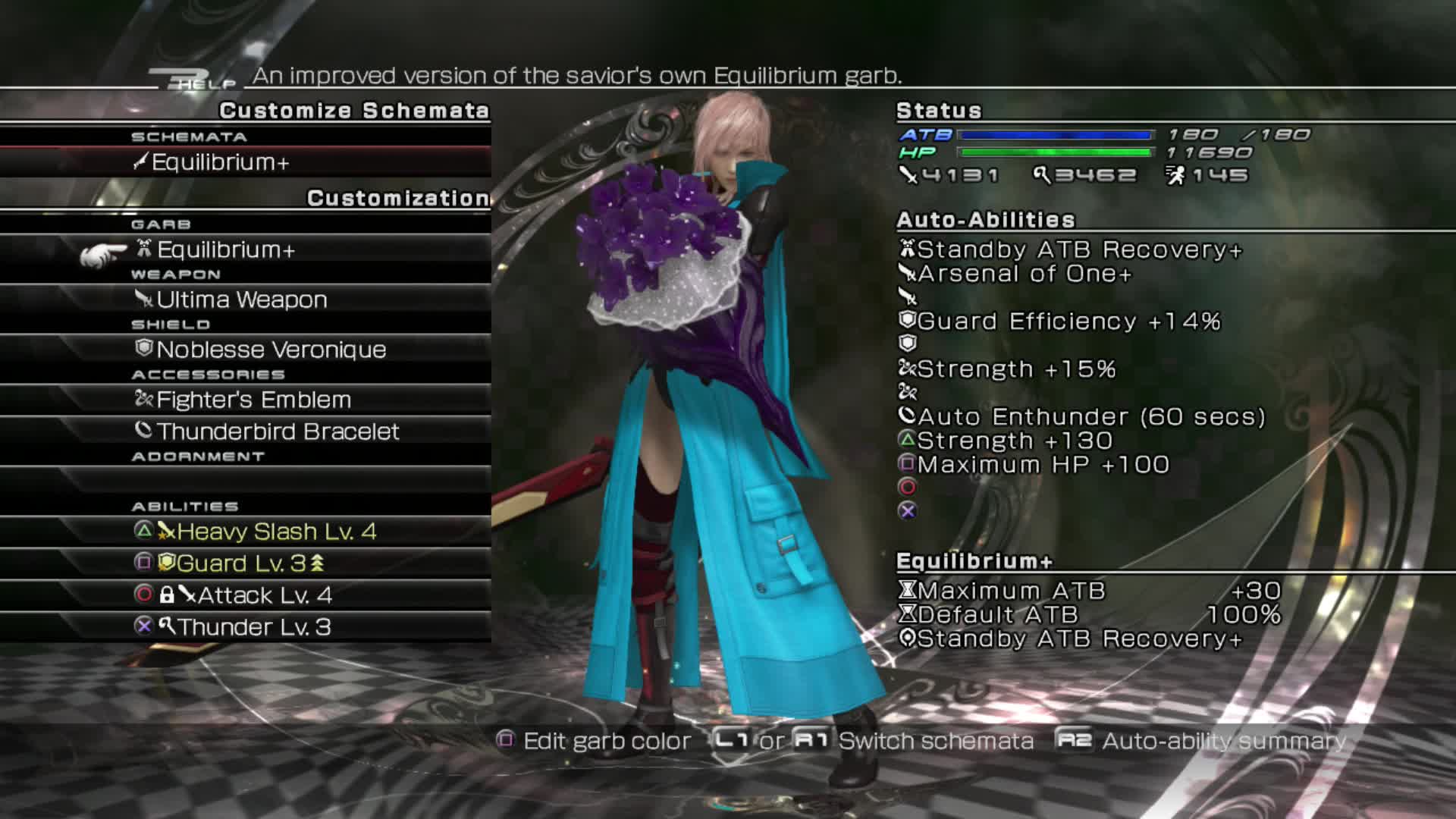 Equilibrium becomes insanely powerful when upgraded and carrying Ultima Weapon.