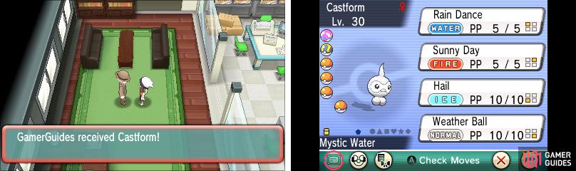 Castform has different appearances depending on the weather.