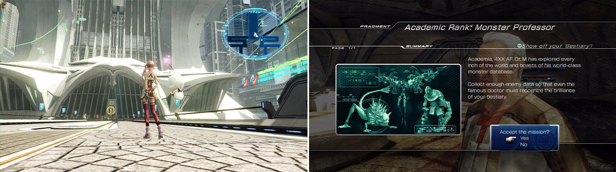 Academia’s HQ (left). Monster Professor quest description (right).
