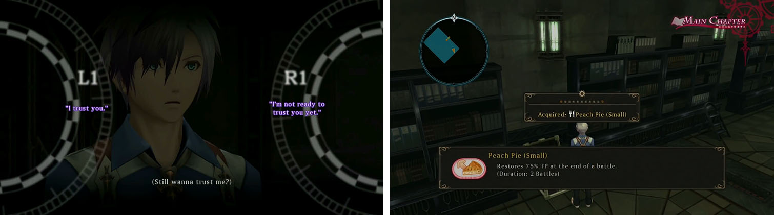 Team up with Alvin outside Helioborg and then head inside to grab the Peach Pie in the first room.