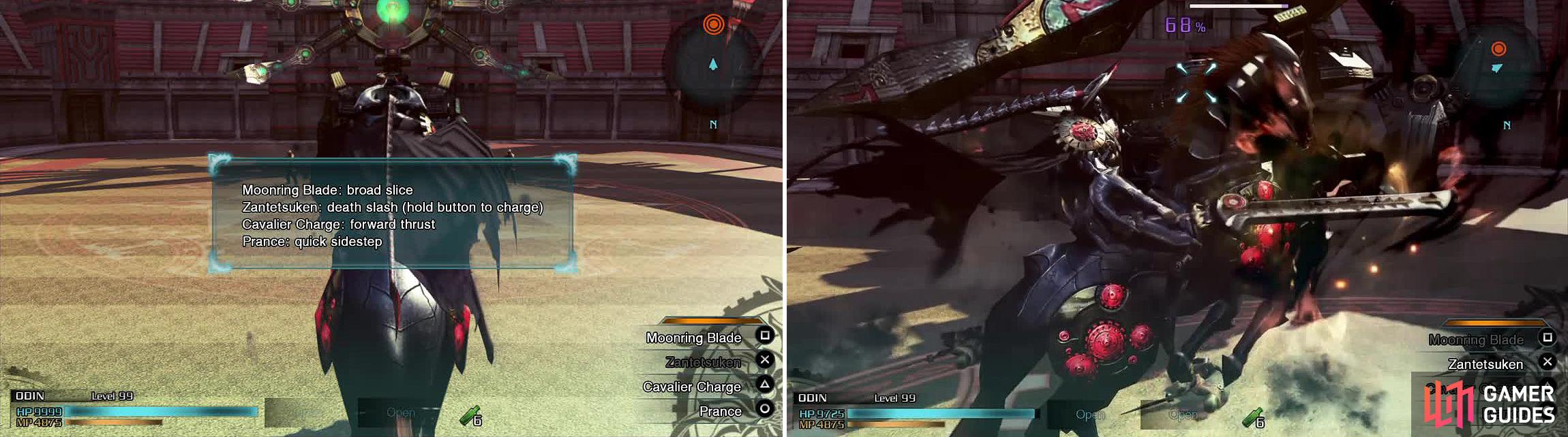 While Odin’s Moonring Blade will do a lot of damage, charge up Zantetsuken fully (you can see the percentage in blue above his head) to instantly kill the Dainsleif.