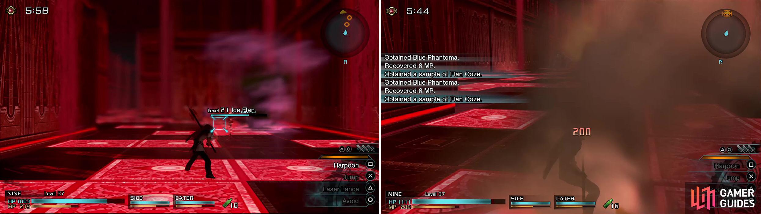 If you stand on the red squares (left) long enough they will do around 200 damage to you (right).