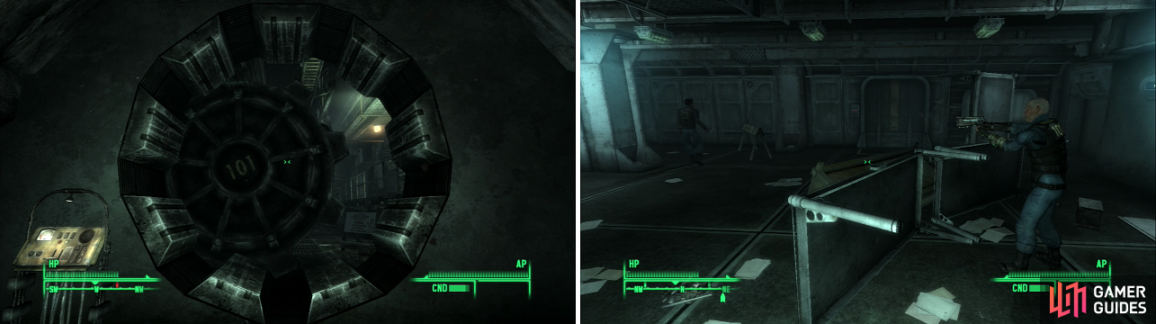 A lot has happened since you left Vault 101 (left), but when you return, it’s clear that all has not been quiet under the ground, either (right).