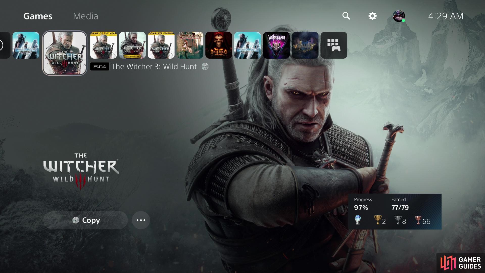 There are a total of four different versions of The Witcher 3 on PSN.