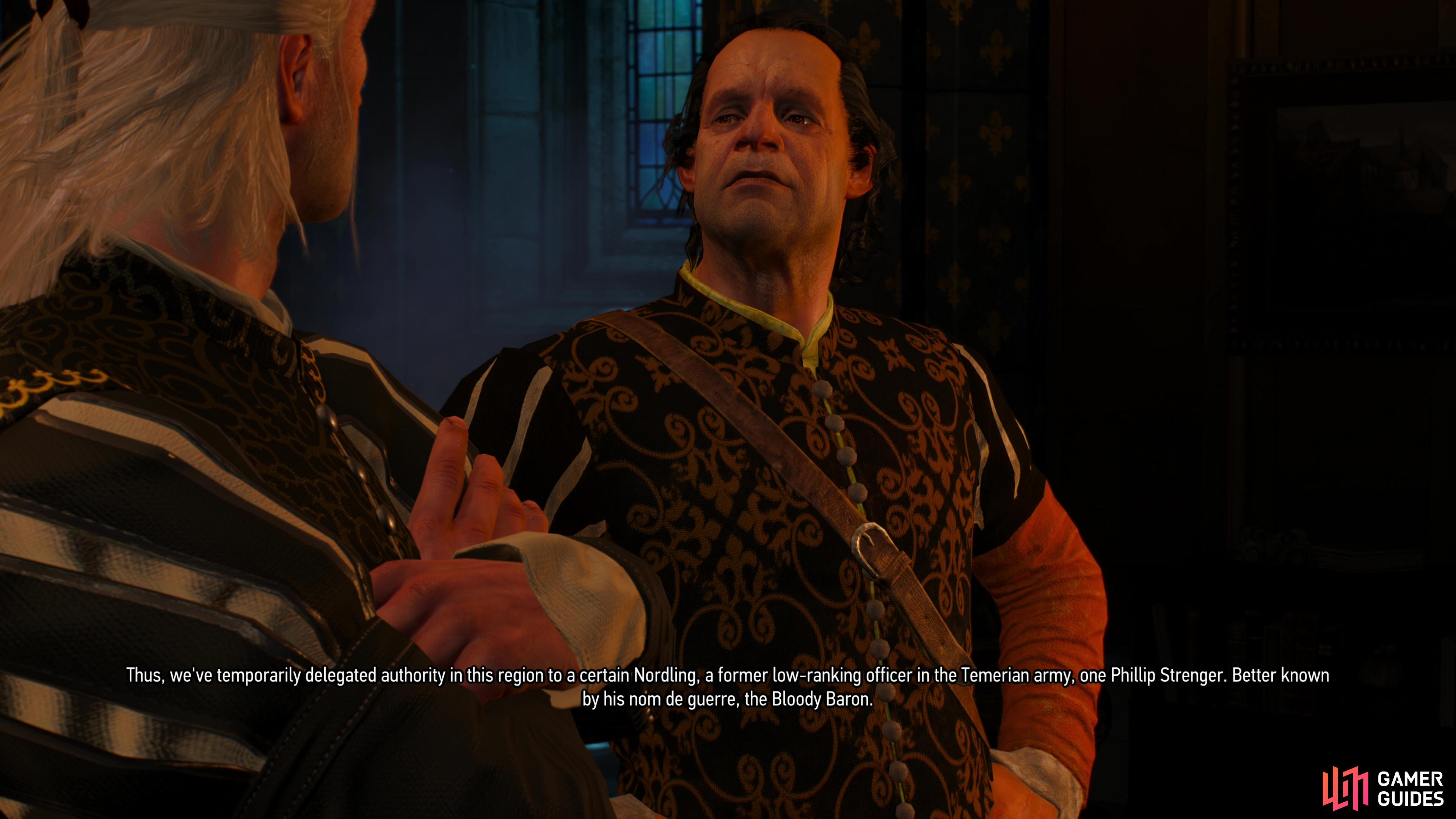 Following your meeting with Yennefer, talk to Ambassador var Attre to learn more about the war and the regions you’ll be exploring.