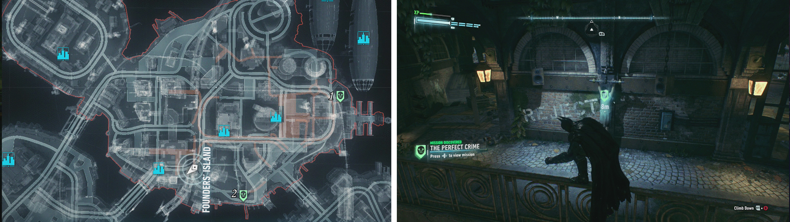 The bodies on Founders’ Island can be found at these locations (left). The right picture shows location 1.
