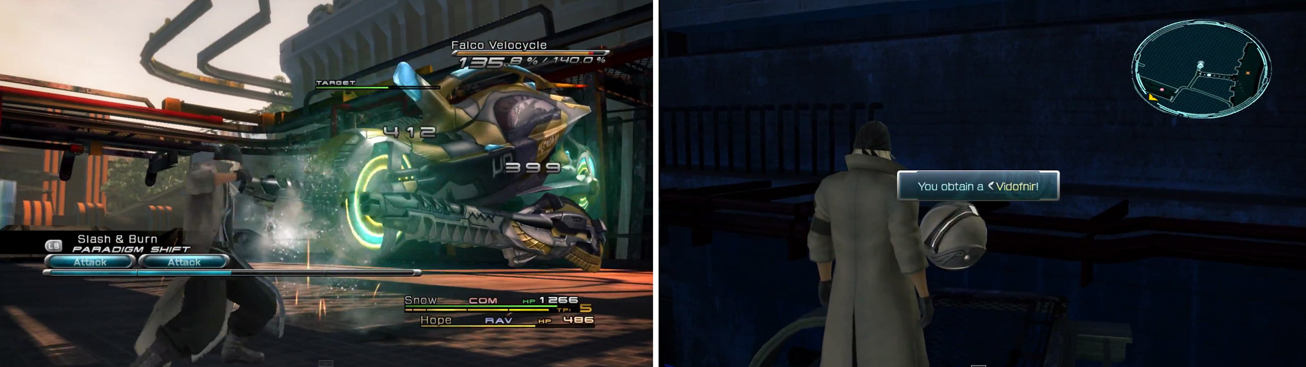 The Falco Velocycle is a powerful adversary (left). Vidofnir location (right).