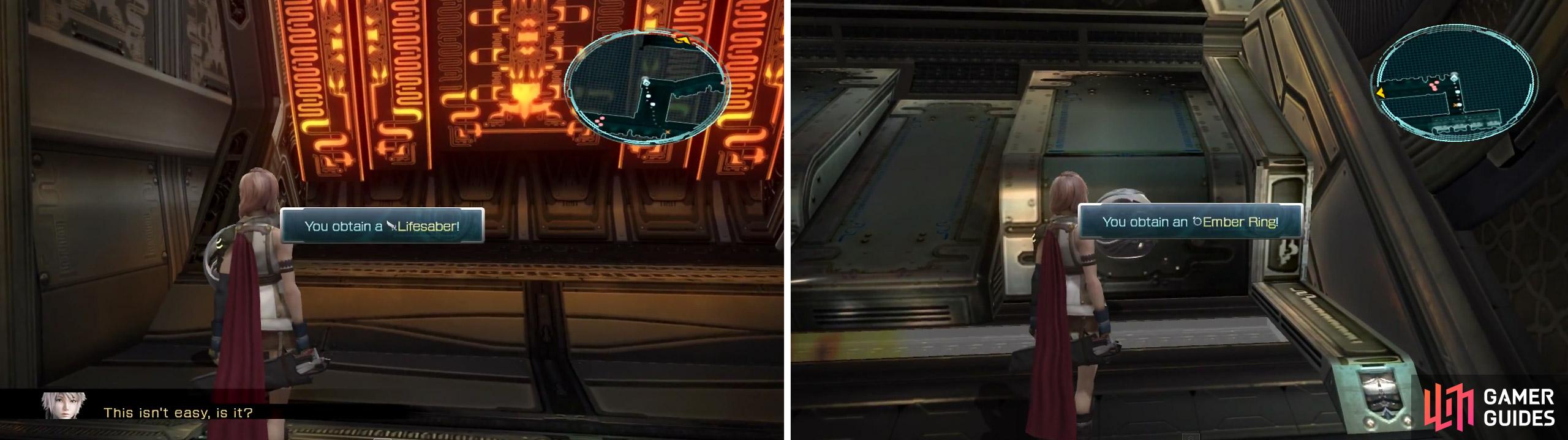 Lifesaber (left) and Ember Ring (right) locations.