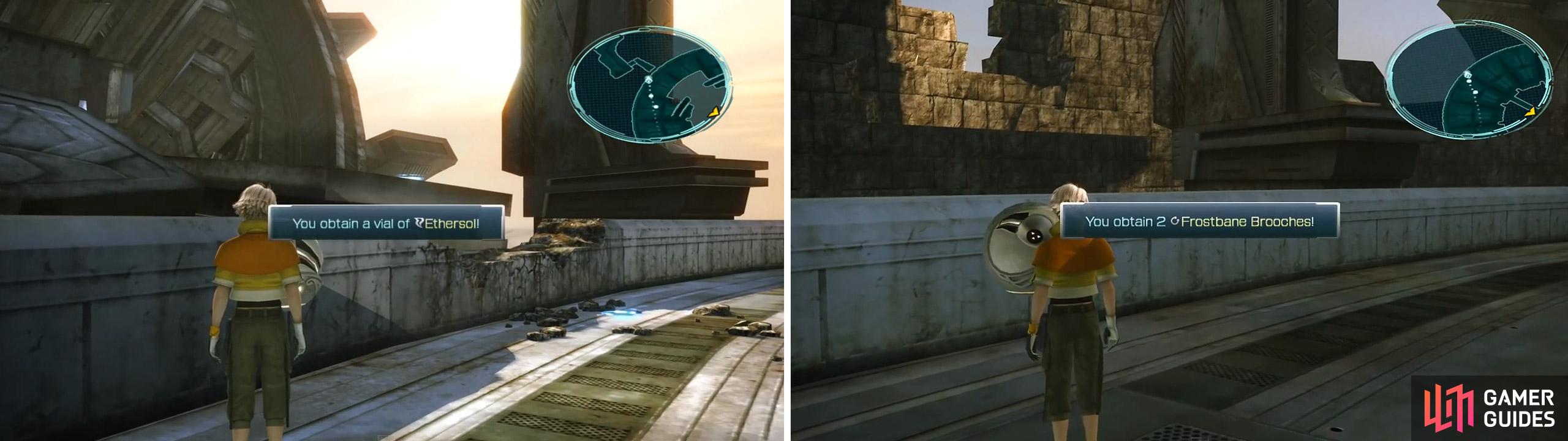 2x Frostbane Brooch location (left) and Ethersol location (right).