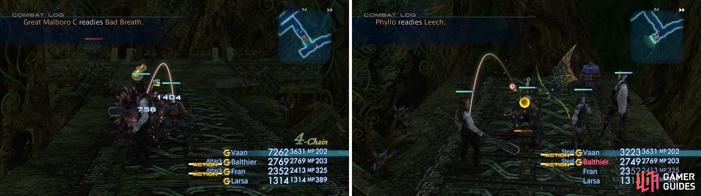 Clear the area of Malboros (left) and at one of the dead ends, Phyllo will appear (right).